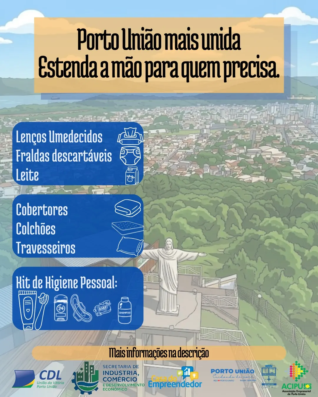 Porto União mobiliza campanha de arrecadação para famílias afetadas pelas chuvas 