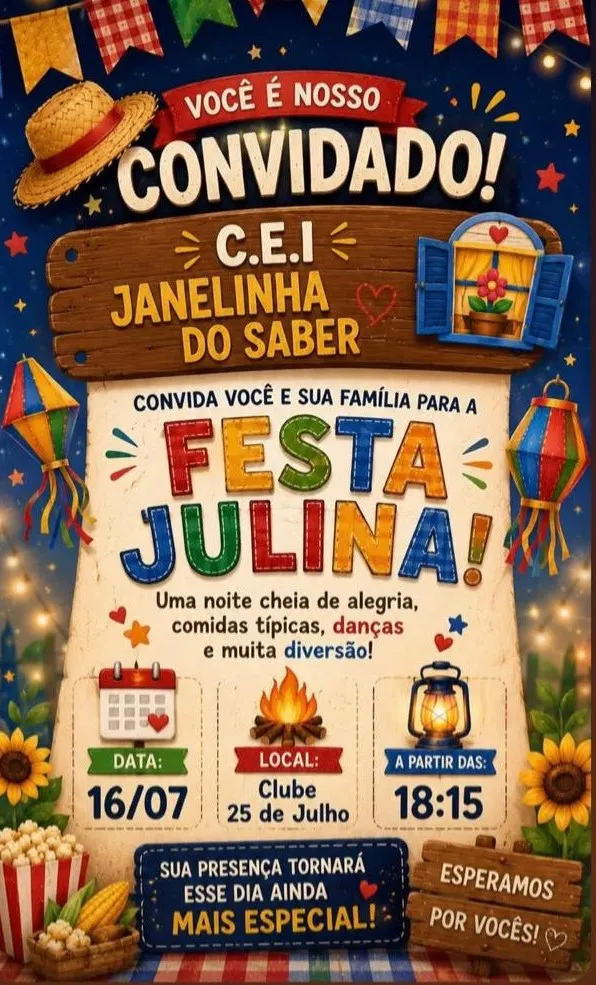 C.E.I. Janelinha do Saber promove Festa Julina nesta quarta-feira