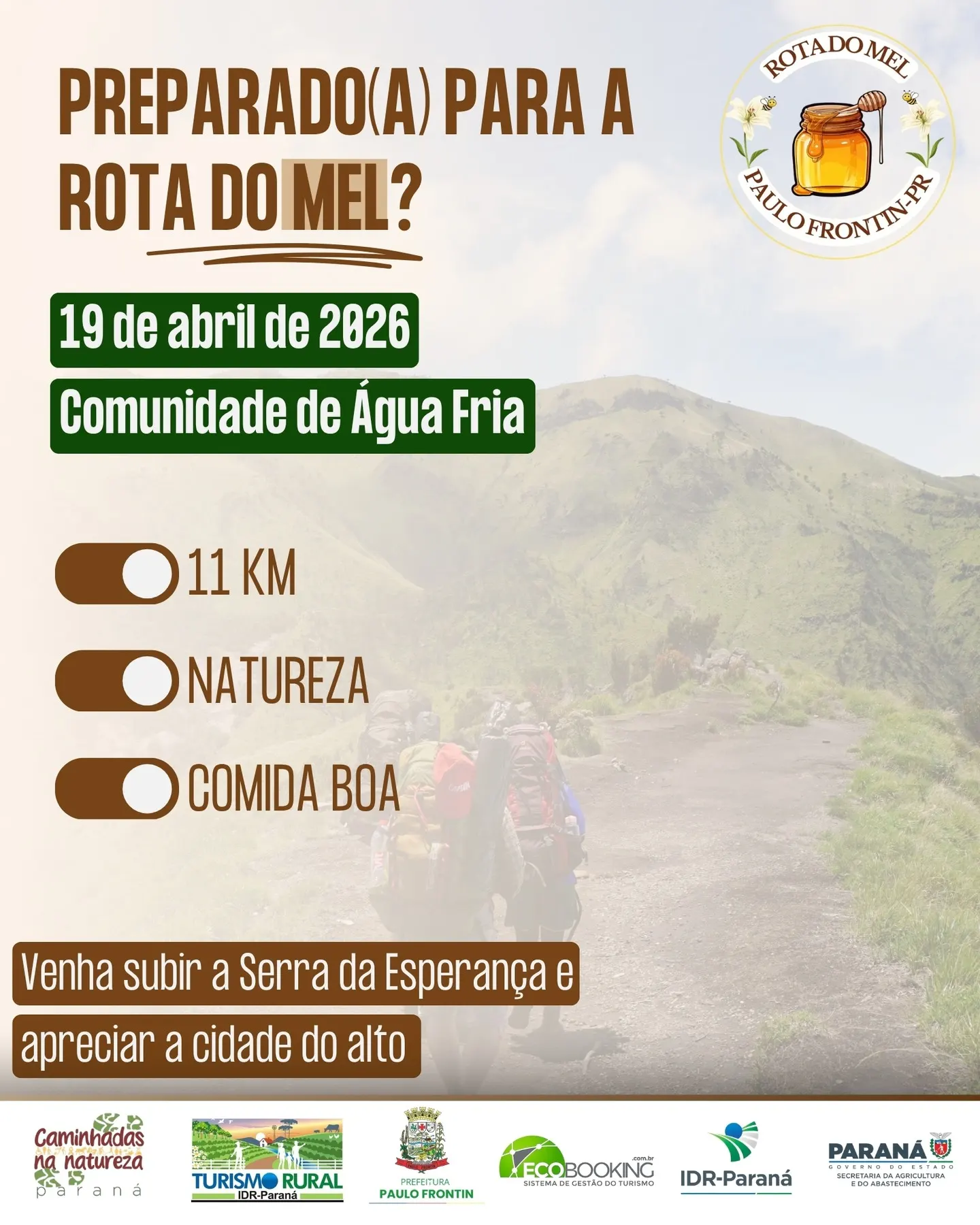 Rota do Mel convida para caminhada na natureza em Paulo Frontin 