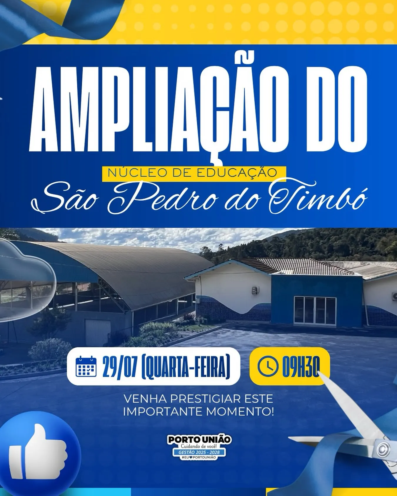 Ampliação do Núcleo de Educação São Pedro do Timbó será inaugurada nesta quarta-feira 