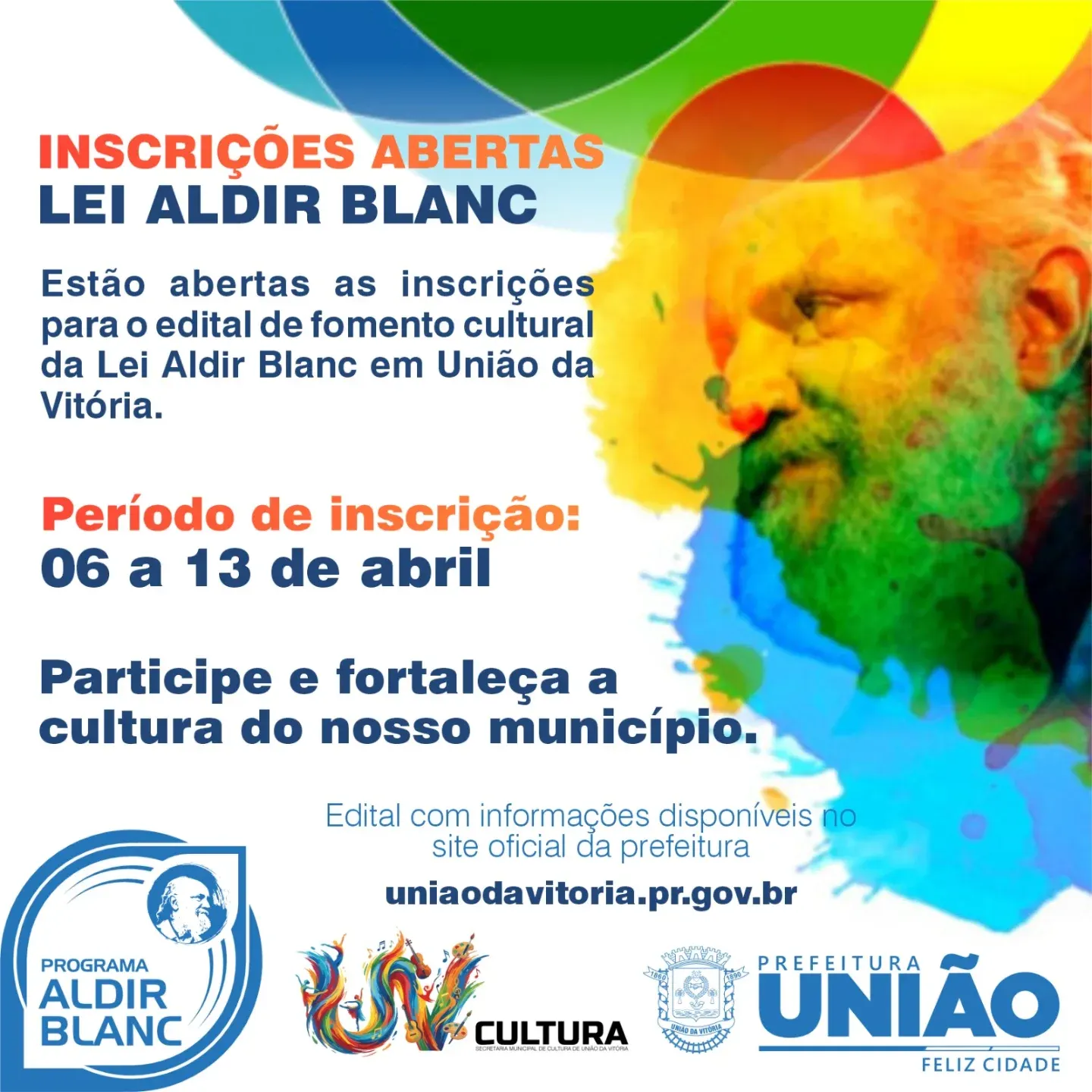 Estão abertas as inscrições de projetos pela Lei Aldir Blanc em União da Vitória