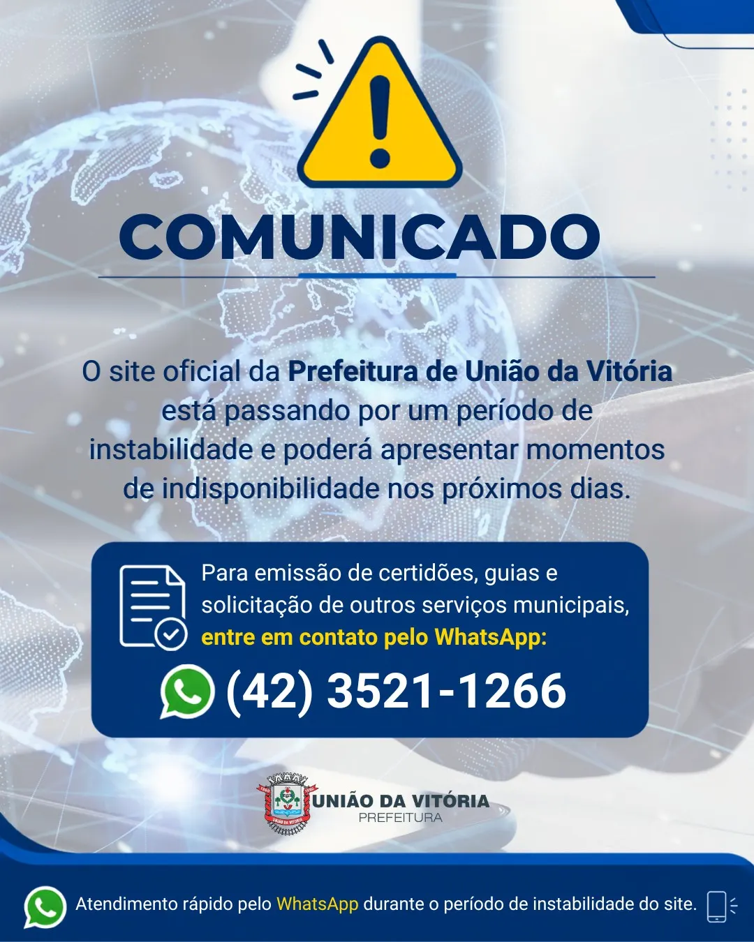 Site da Prefeitura passa por instabilidade; atendimento segue pelo WhatsApp 