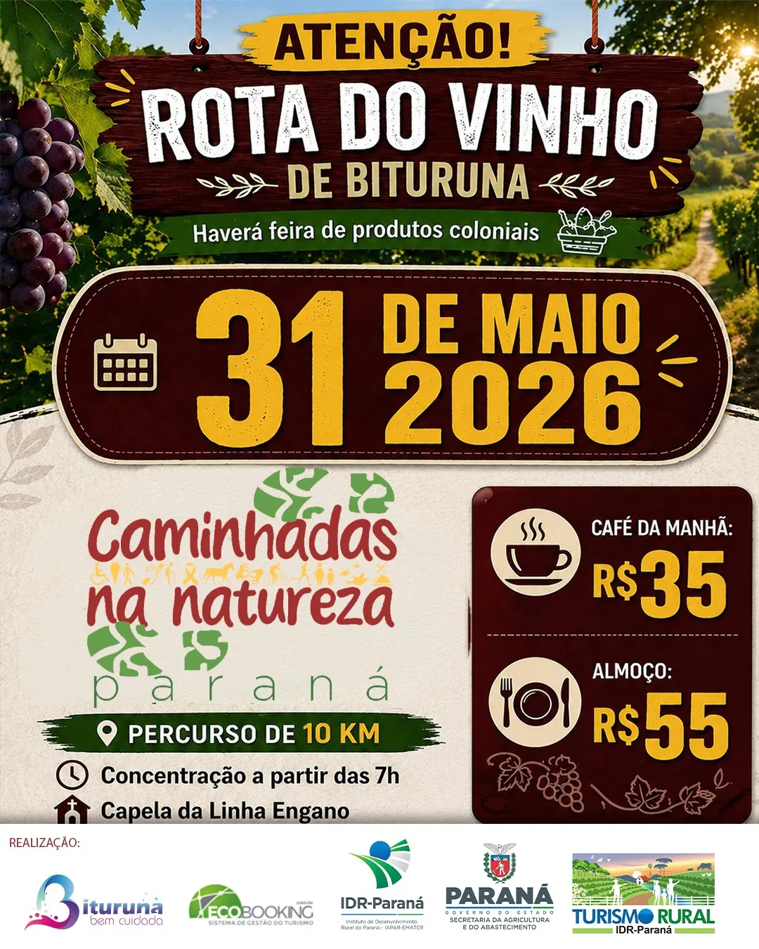Caminhada da Natureza em Bituruna é remarcada para o dia 31 de maio