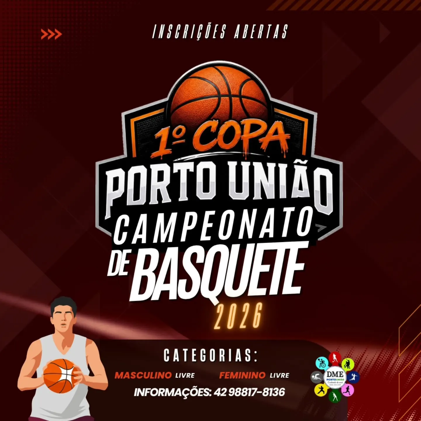 1ª Copa Porto União de Basquete 2026 terá disputas entre os dias 30 de julho e 2 de agosto 