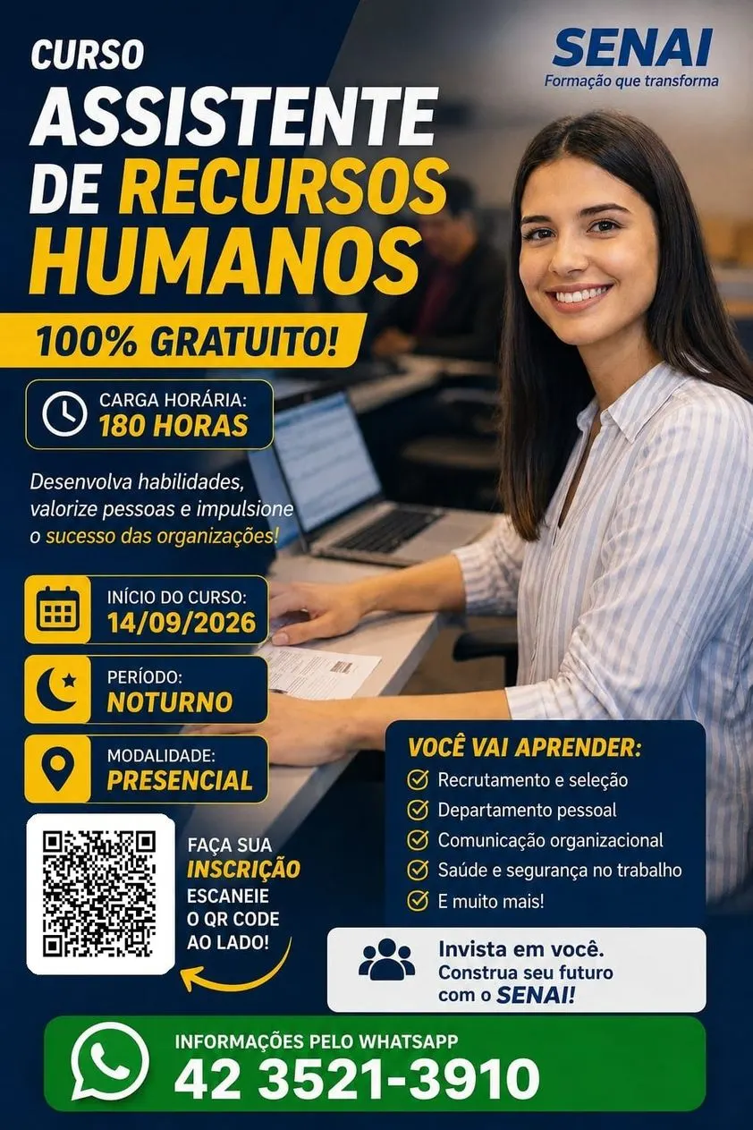 SENAI oferece cursos gratuitos de qualificação profissional em três áreas 