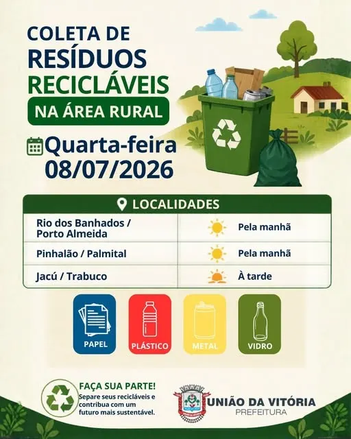 Coleta de recicláveis chega ao interior de União da Vitória nesta quarta-feira 
