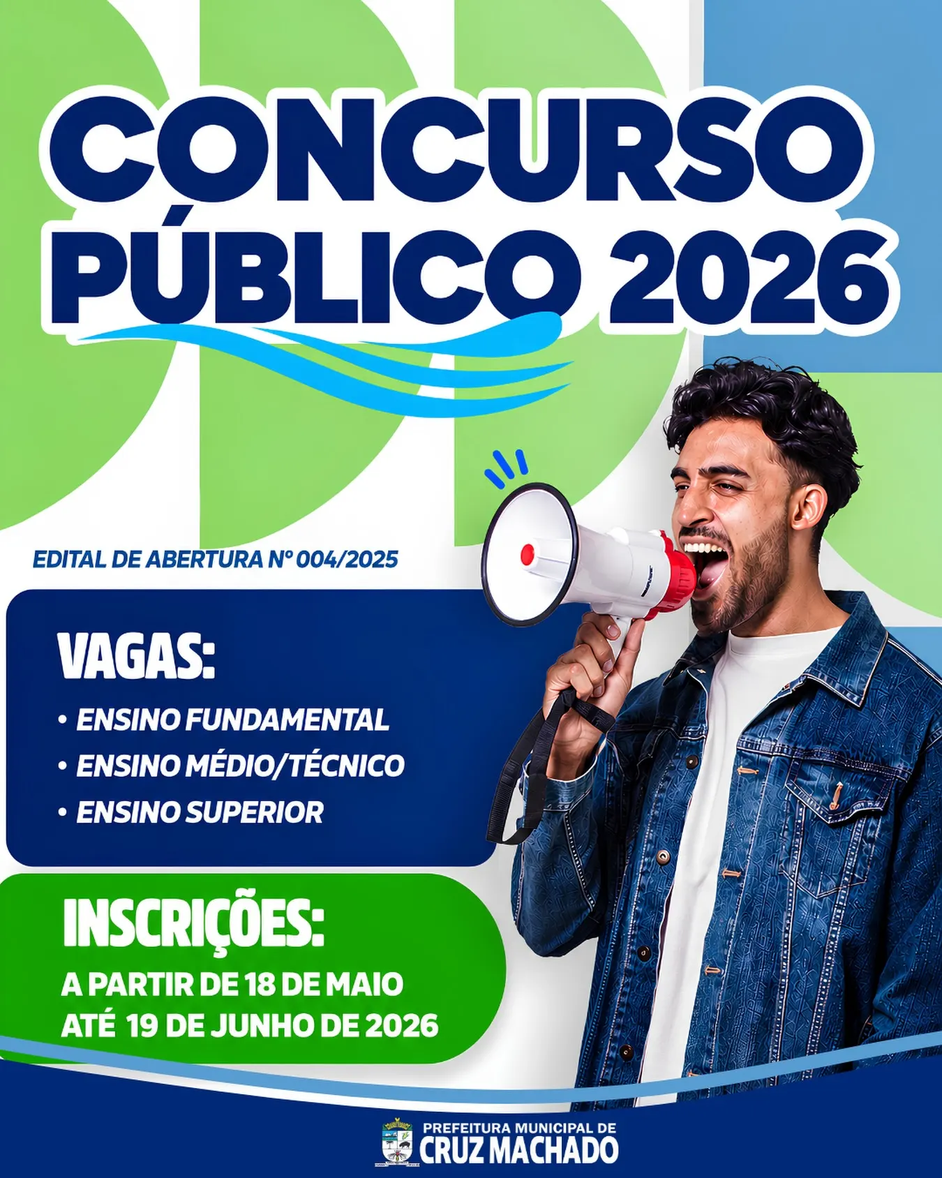 Prefeitura de Cruz Machado publica edital de novo Concurso Público com 95 vagas