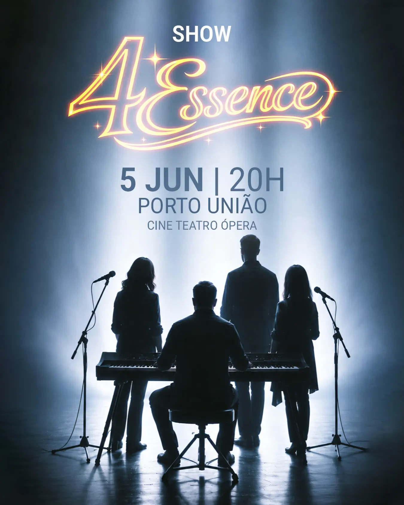 Espetáculo musical 4Essence leva clássicos das décadas de 70, 80 e 90 ao Cine Teatro Ópera 