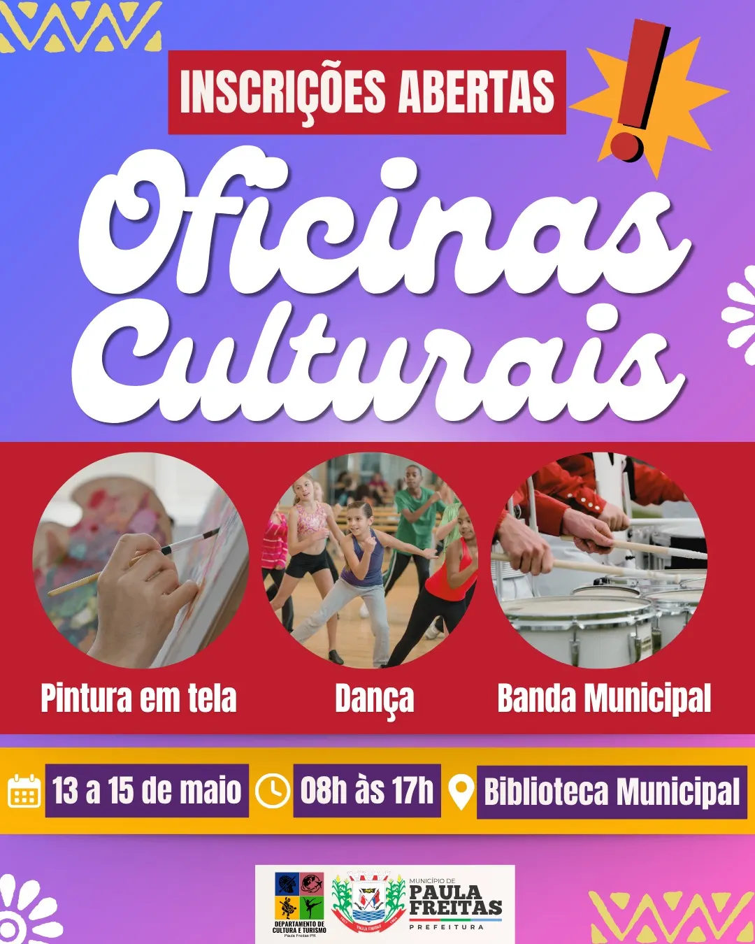 Paula Freitas abre inscrições para oficinas culturais de dança, pintura e banda municipal