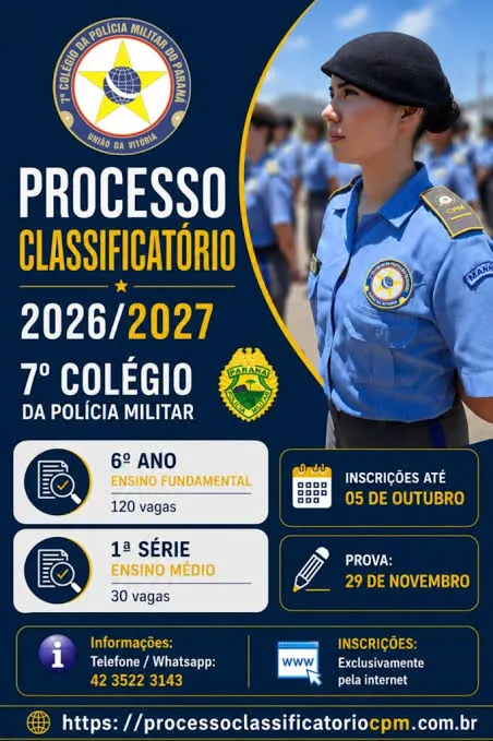 7º CPM de União da Vitória abre processo classificatório para ingresso em 2027 