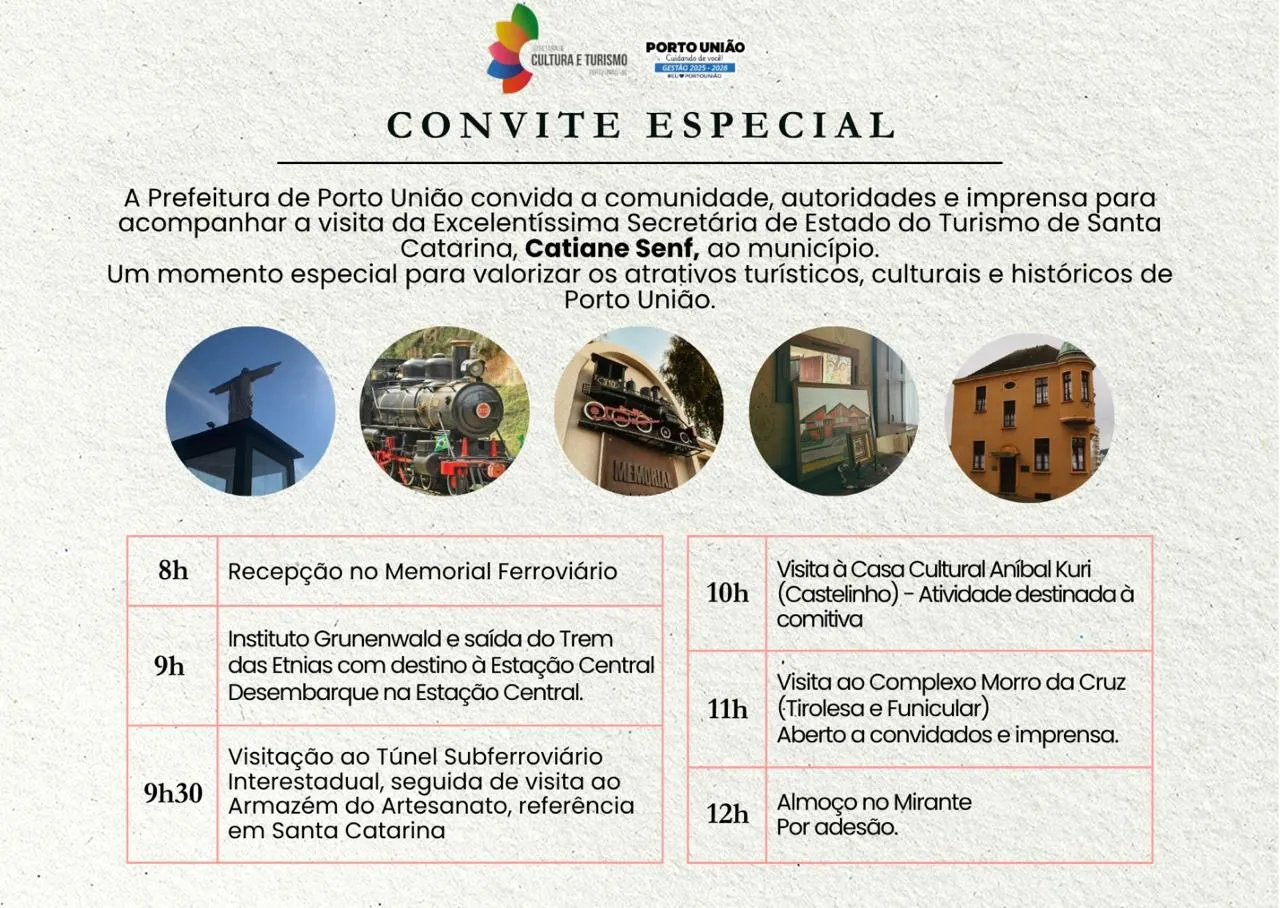 Secretária de Estado do Turismo visita Porto União para conhecer atrativos culturais e turísticos 