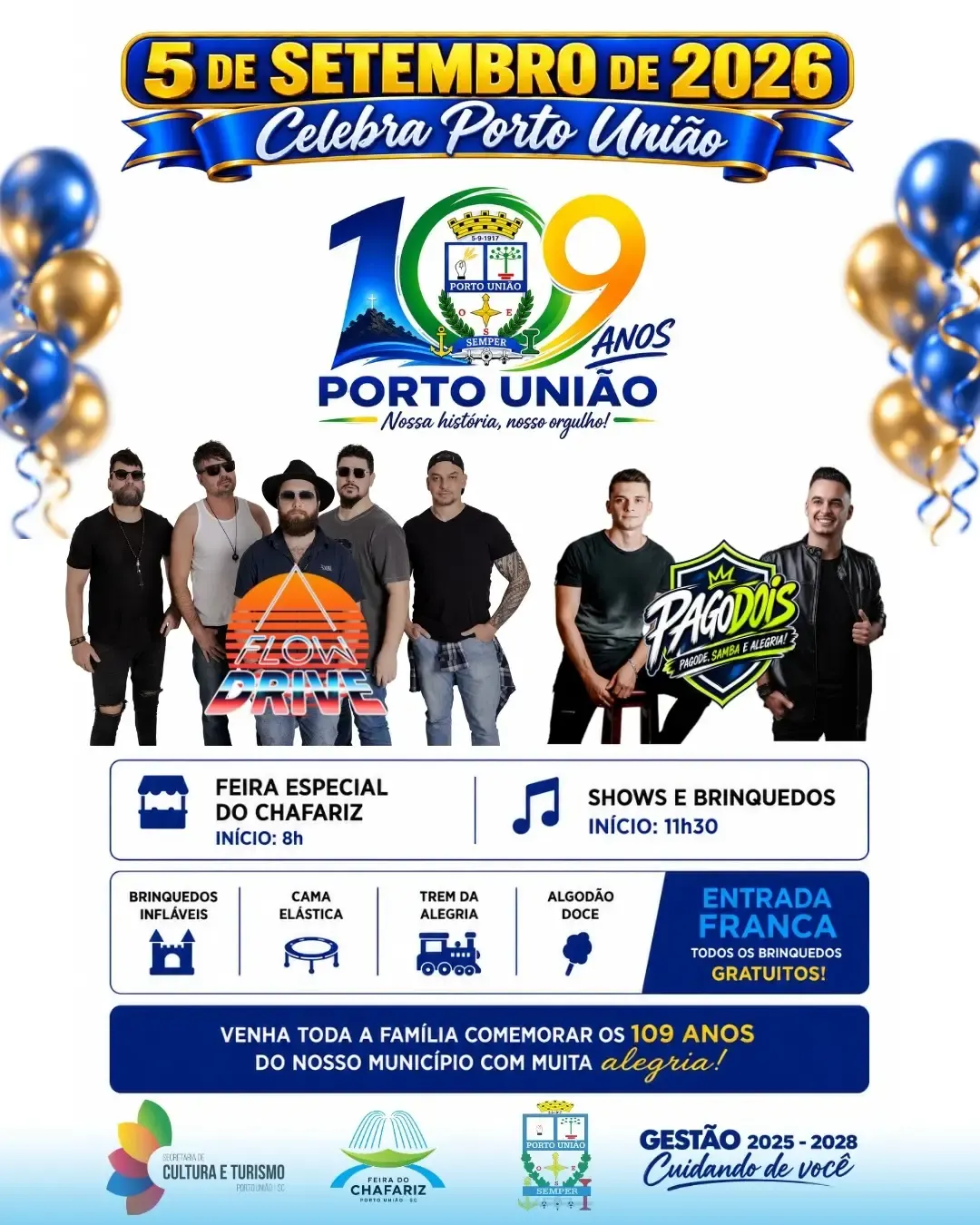 Porto União prepara festa especial para celebrar 109 anos do município 
