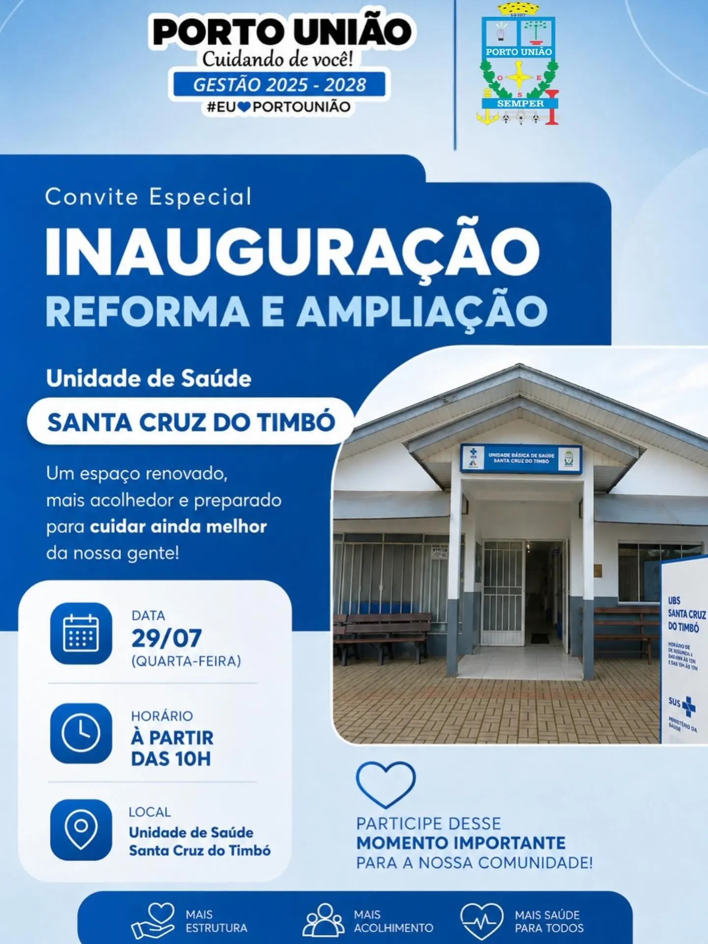 Unidade de Saúde de Santa Cruz do Timbó será reinaugurada na próxima quarta-feira 