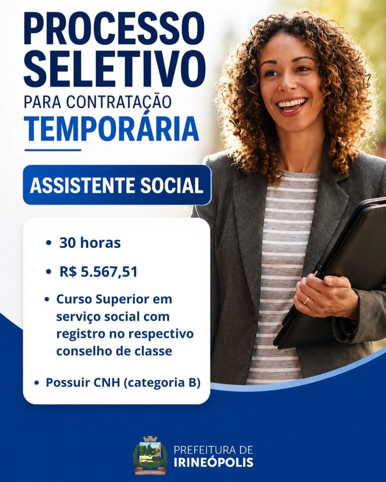 Irineópolis abre processo seletivo para assistente social 