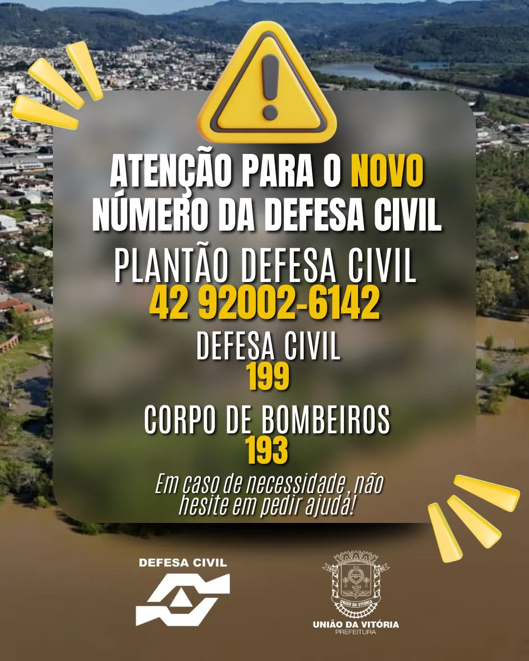Defesa Civil de União da Vitória divulga novo número de atendimento