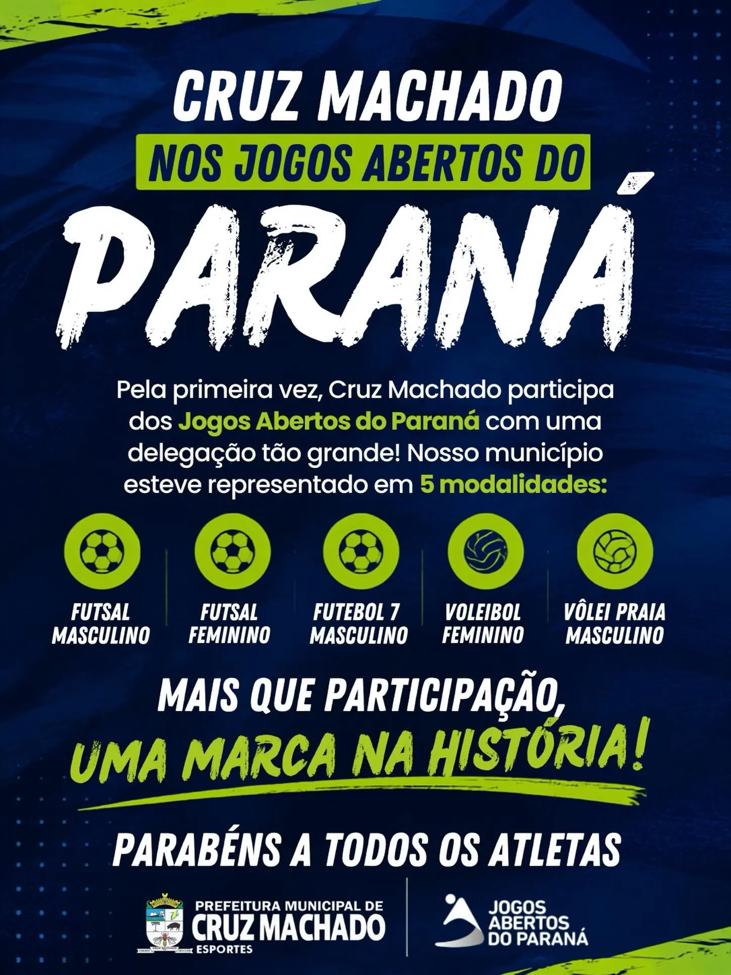 Cruz Machado participa pela primeira vez com grande delegação nos Jogos Abertos do Paraná 