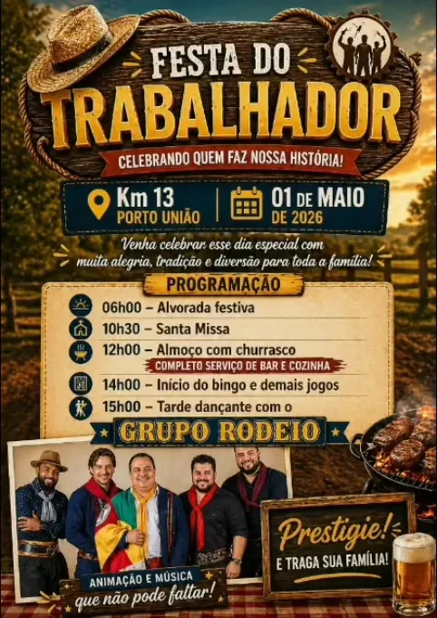 Festa do Trabalhador promete dia inteiro de celebração em Porto União