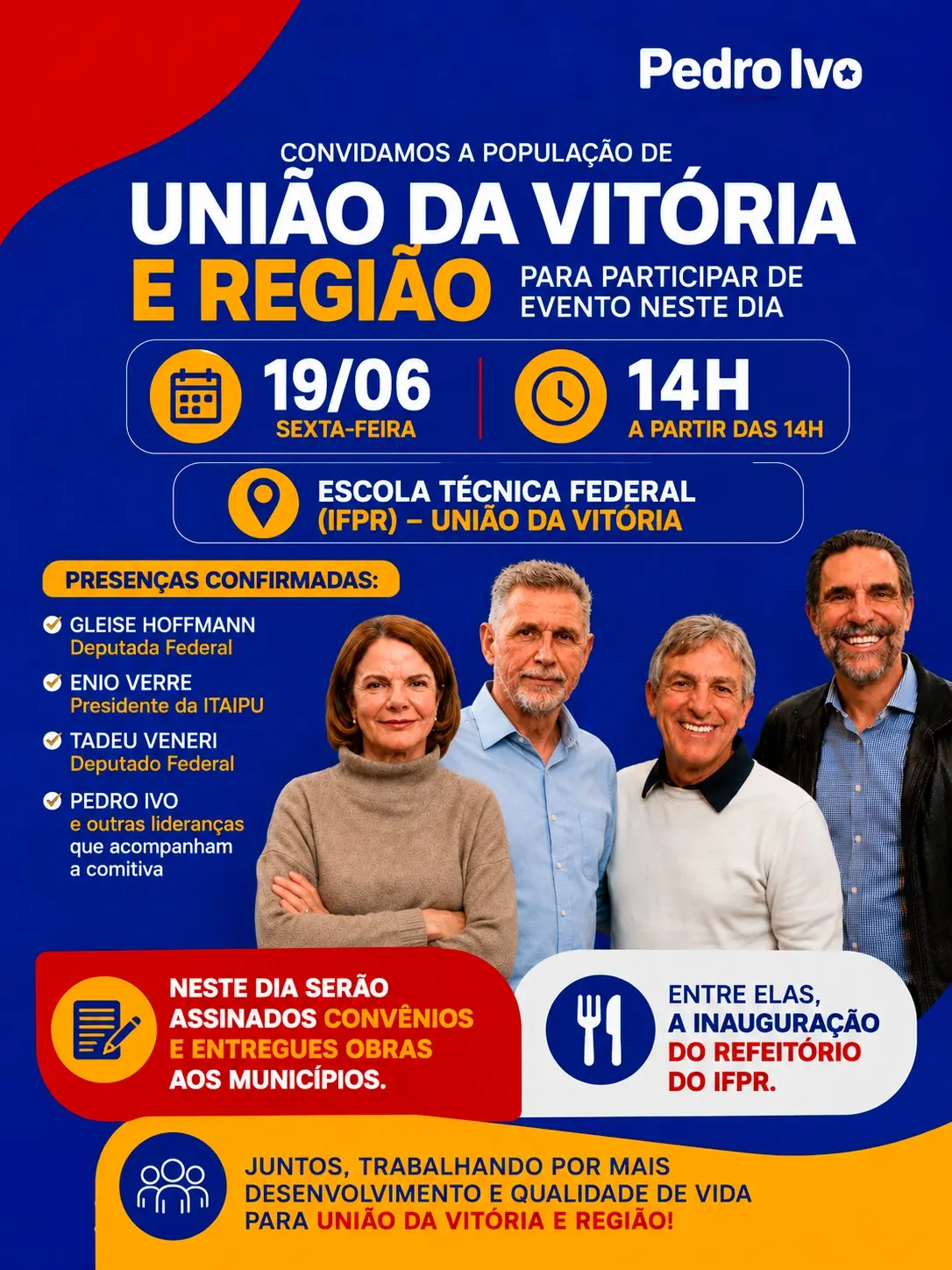 Comitiva Estadual Cumpre Agenda em União da Vitória com Assinatura de Convênios e Inauguração no IFPR 