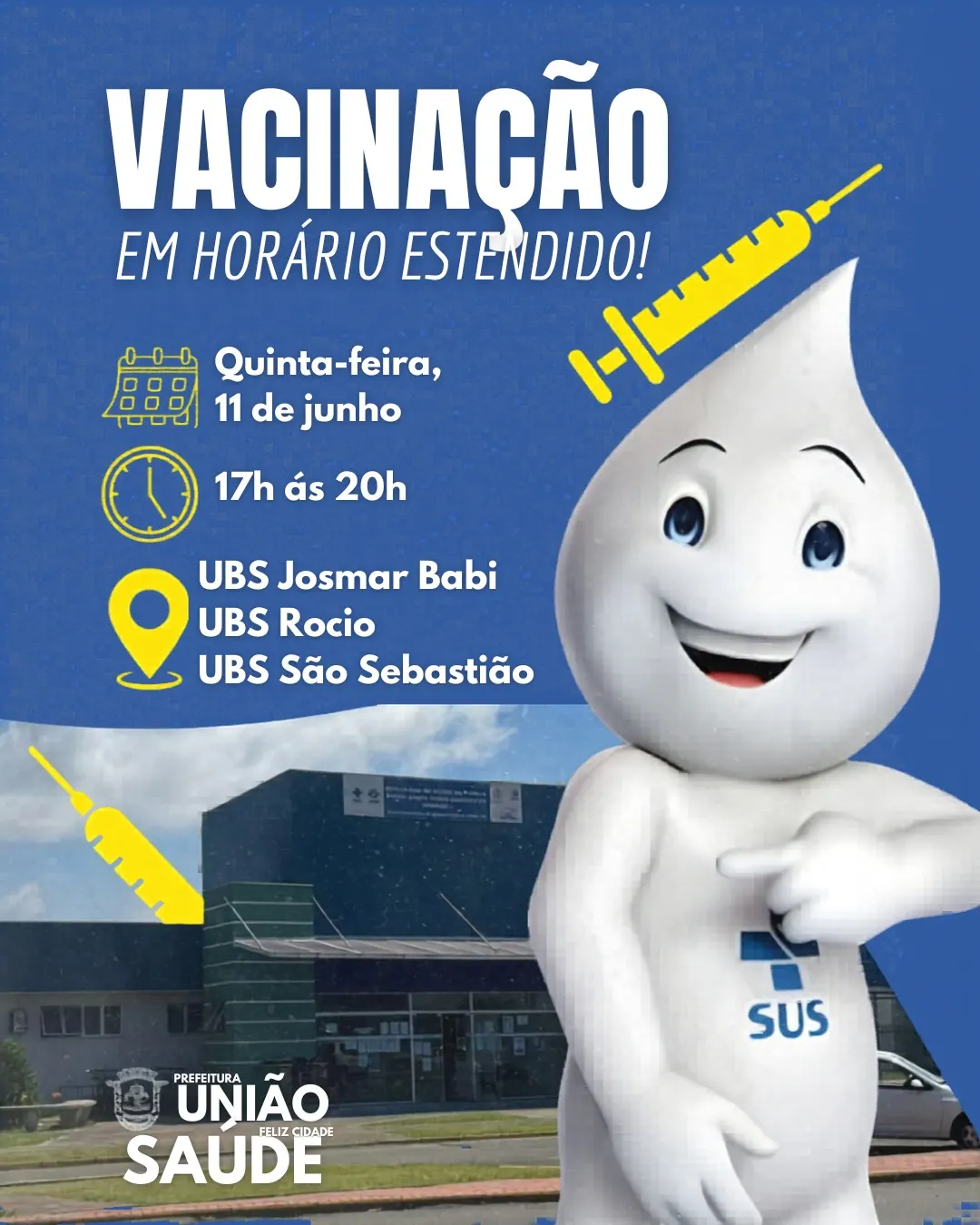 UBSs terão atendimento estendido para vacinação nesta quinta-feira 