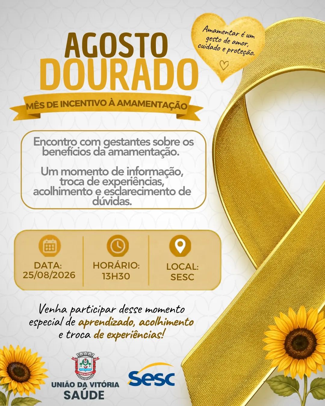 Agosto Dourado reúne gestantes para conversa sobre amamentação em União da Vitória