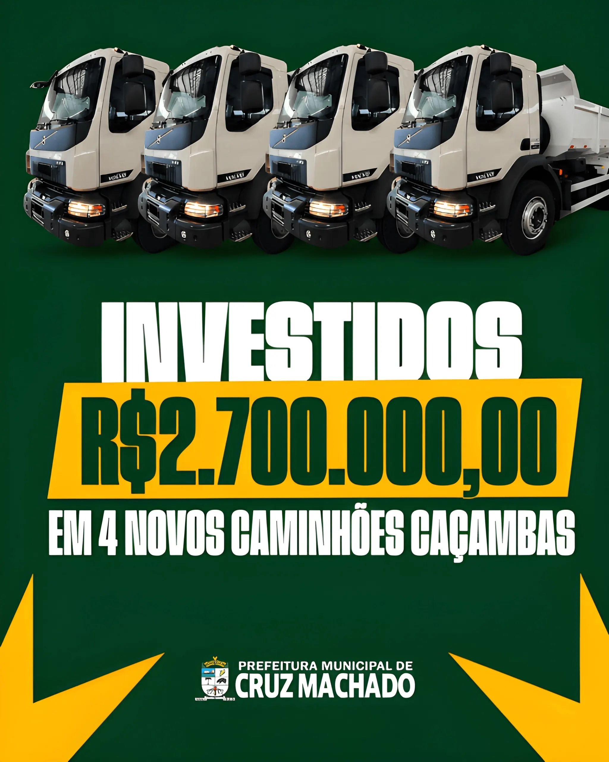 Cruz Machado reforça frota com quatro novos caminhões caçamba 