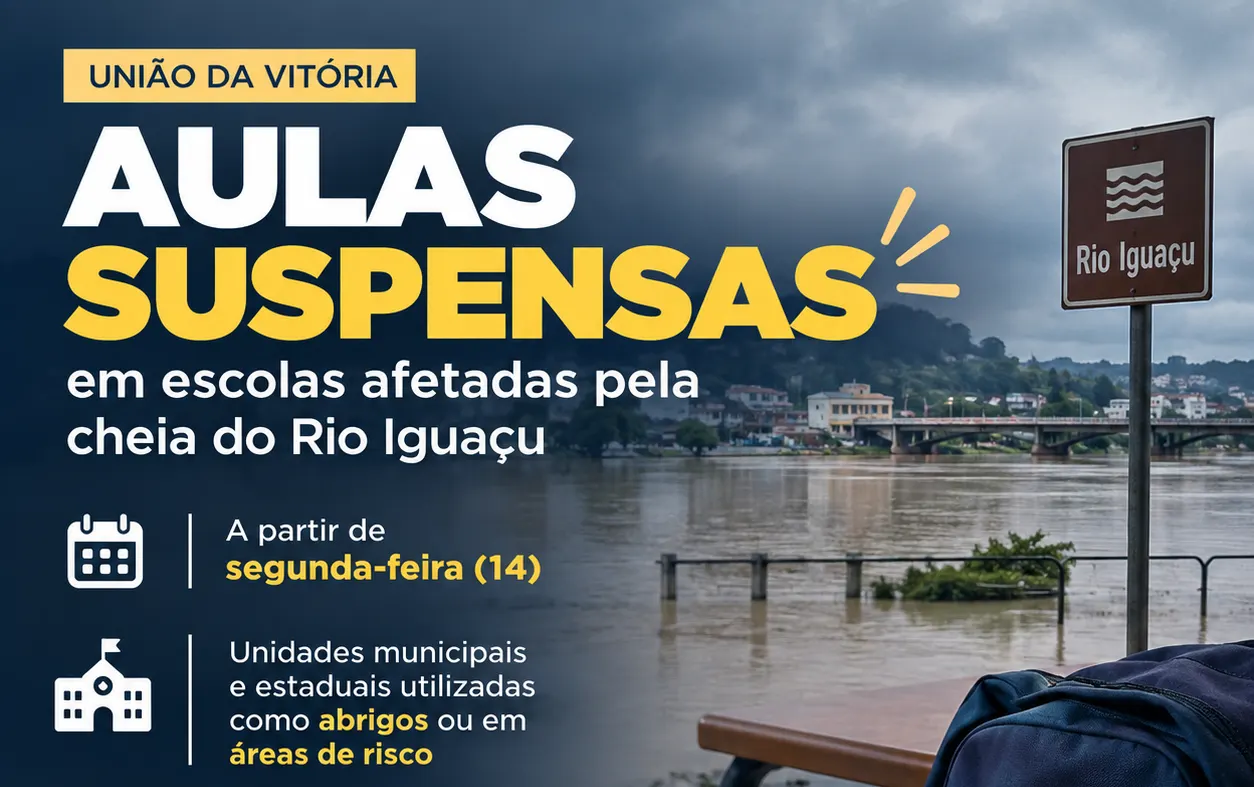 União da Vitória suspende aulas presenciais em escolas afetadas pela enchente 