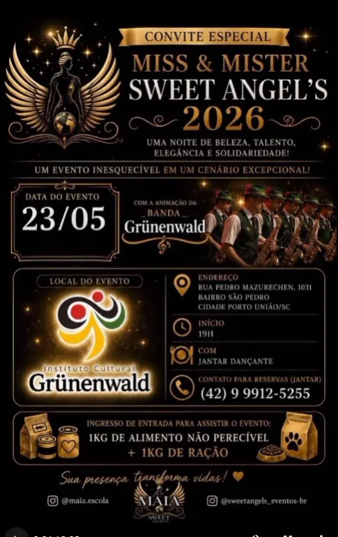 Miss &amp; Mister Sweet Angel’s 2026 acontece em Porto União com beleza, talento e solidariedade 