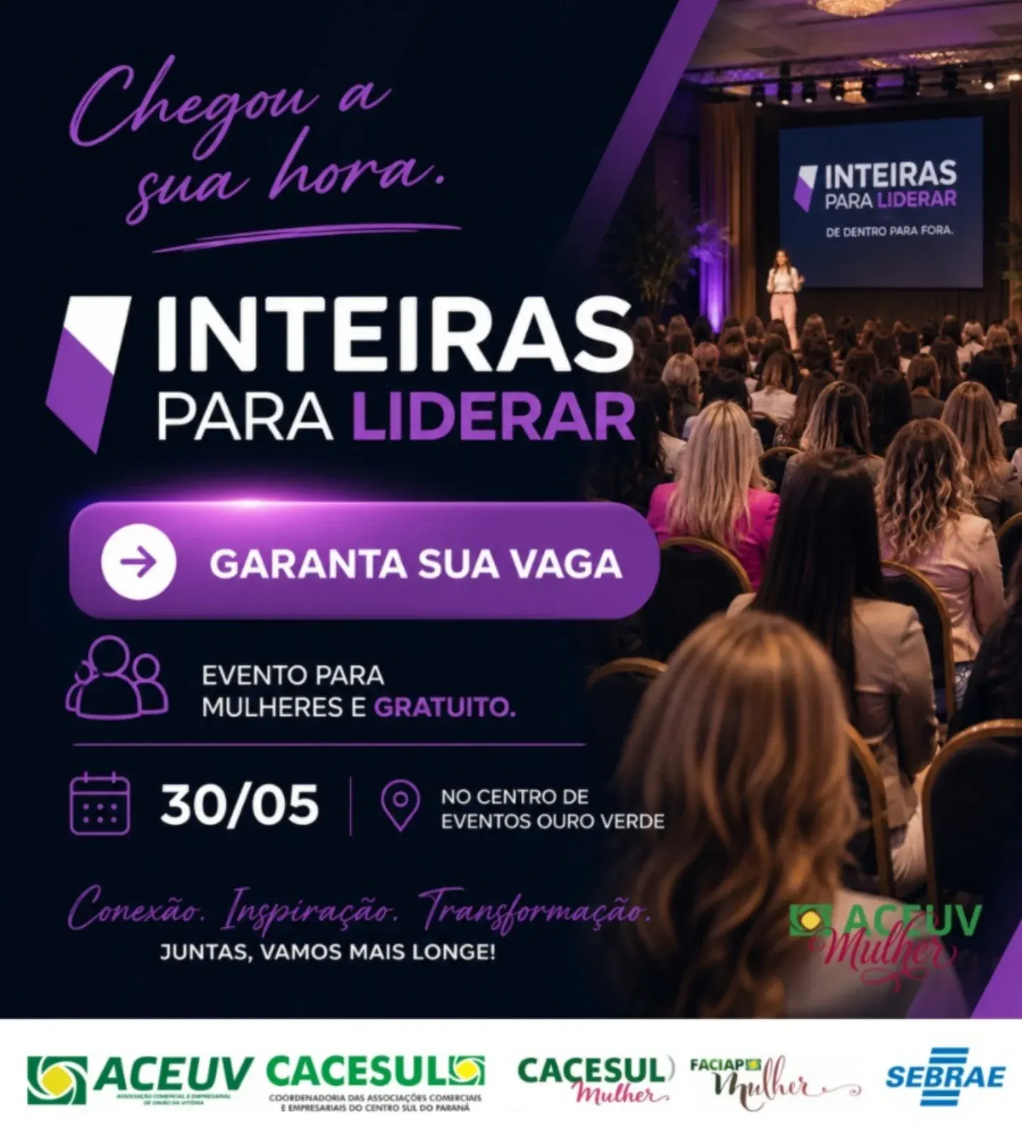 Evento “Inteiras para Liderar” será realizado no dia 30 de maio em União da Vitória 