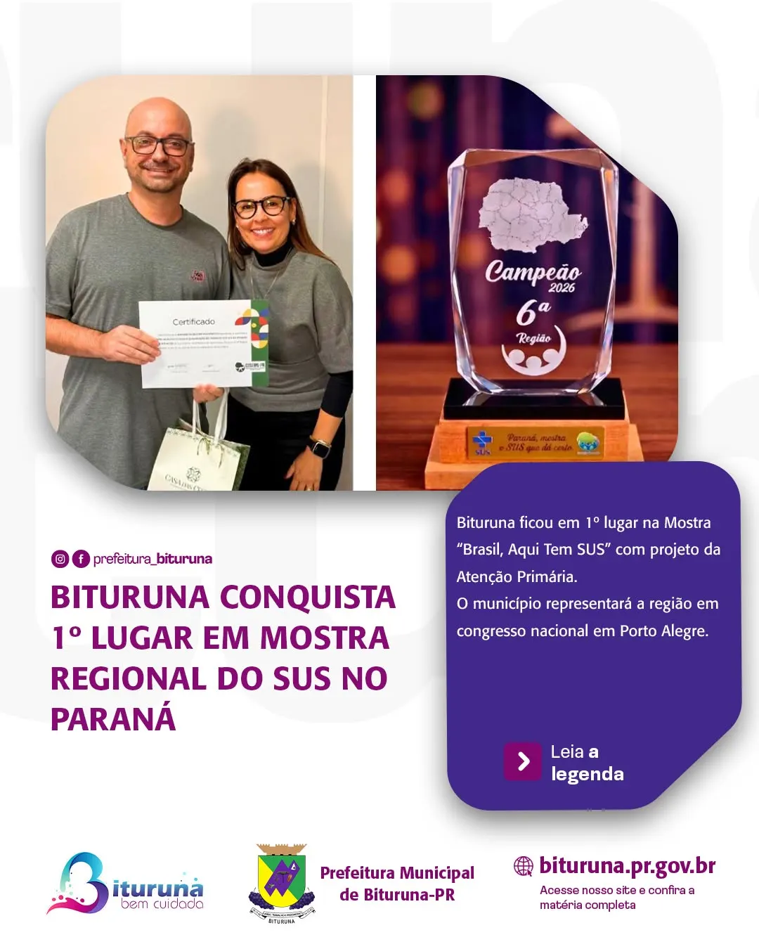 Saúde de Bituruna conquista 1º lugar em mostra regional do SUS no Paraná
