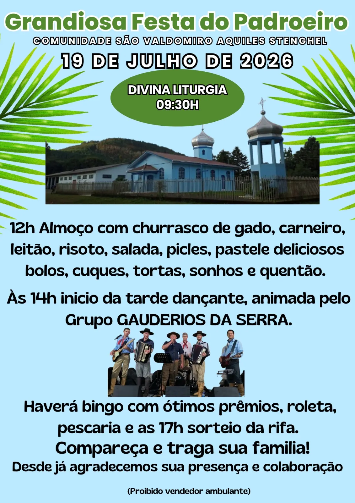 Comunidade São Valdomiro Aquiles Stenghel promove grandiosa Festa do Padroeiro no dia 19 de julho 