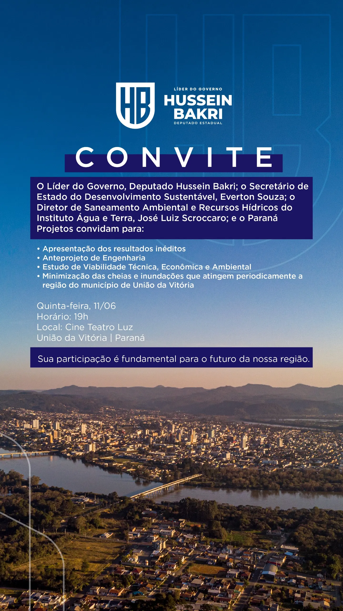 Evento em União da Vitória apresentará estudo para minimizar cheias e inundações na região 