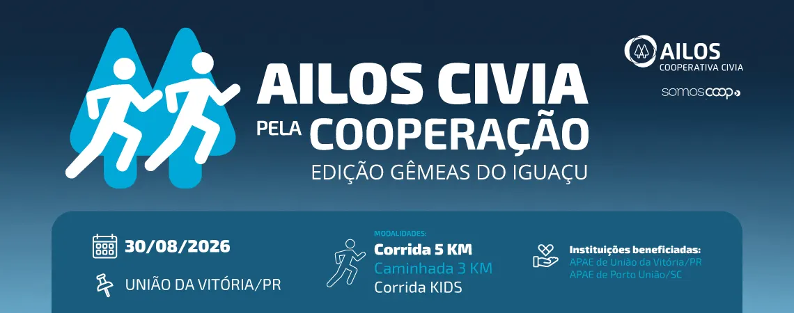 Corrida Ailos Civia pela Cooperação vai arrecadar recursos para as APAEs de Porto União e União da Vitória 