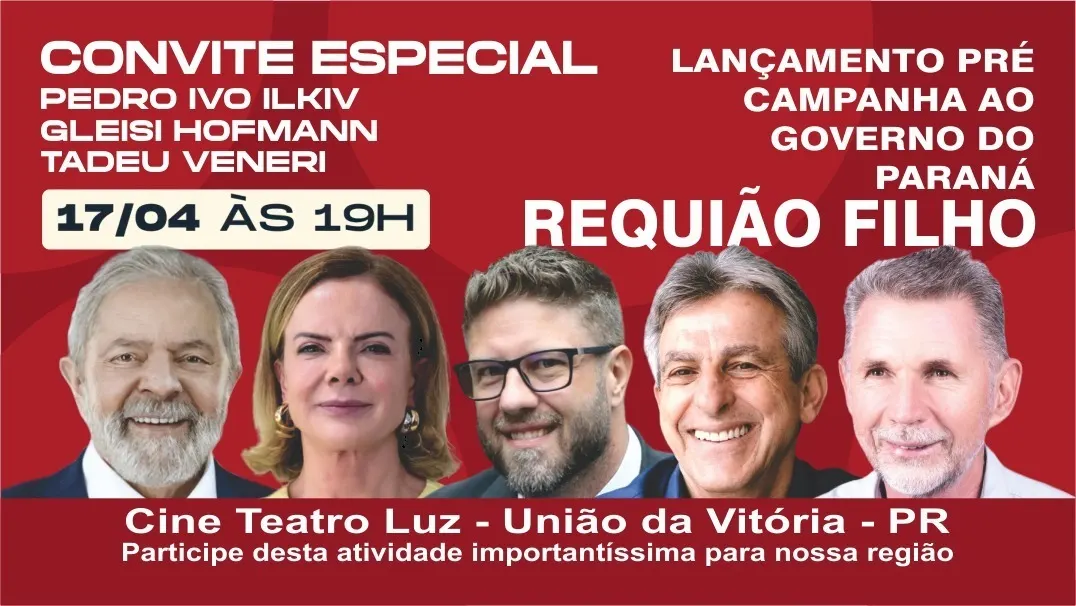  Lançamento das pré-candidaturas de Pedro Ivo e Tadeu Veneri lota o Cine Teatro Luz