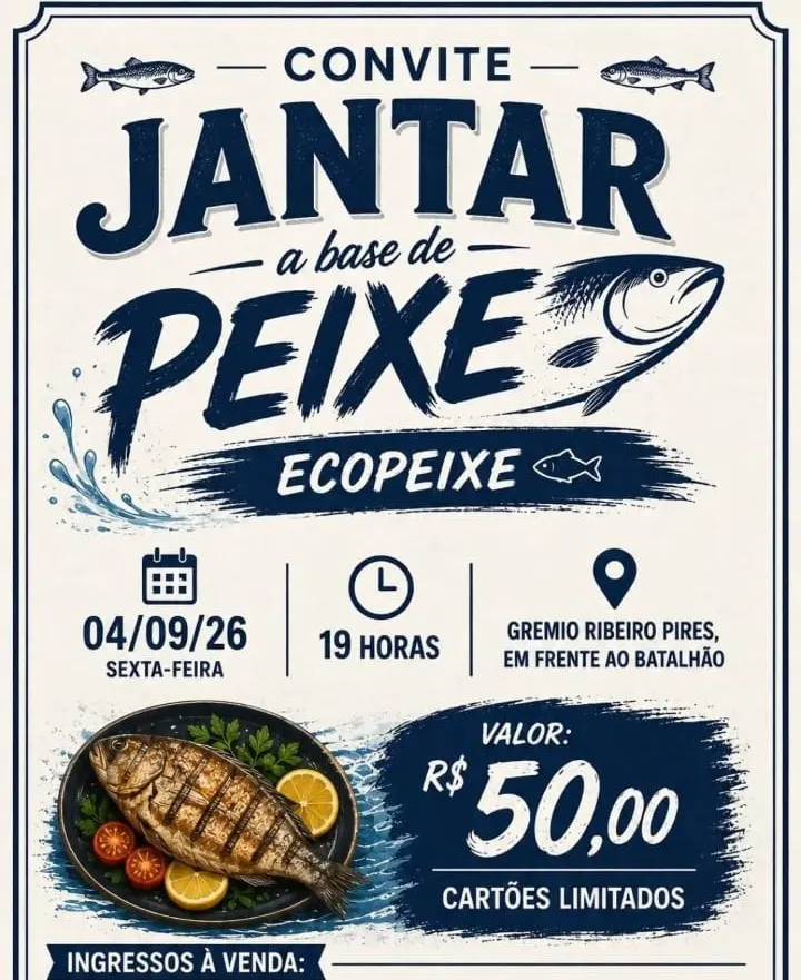 Jantar à base de peixe será realizado no Grêmio Ribeiro Pires  