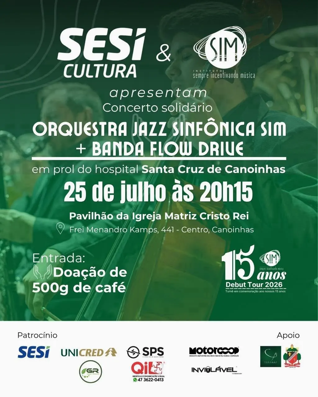 Talentos de Porto União levam música e solidariedade a Canoinhas em concerto beneficente 