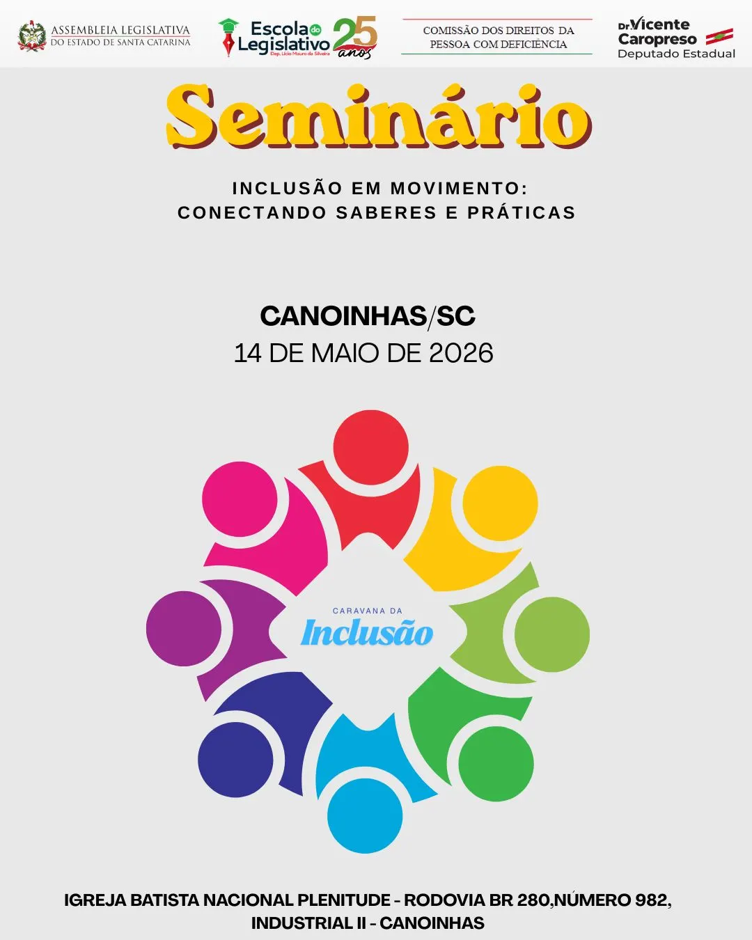 Canoinhas recebe seminário sobre inclusão e neurodiversidade no dia 14 de maio 