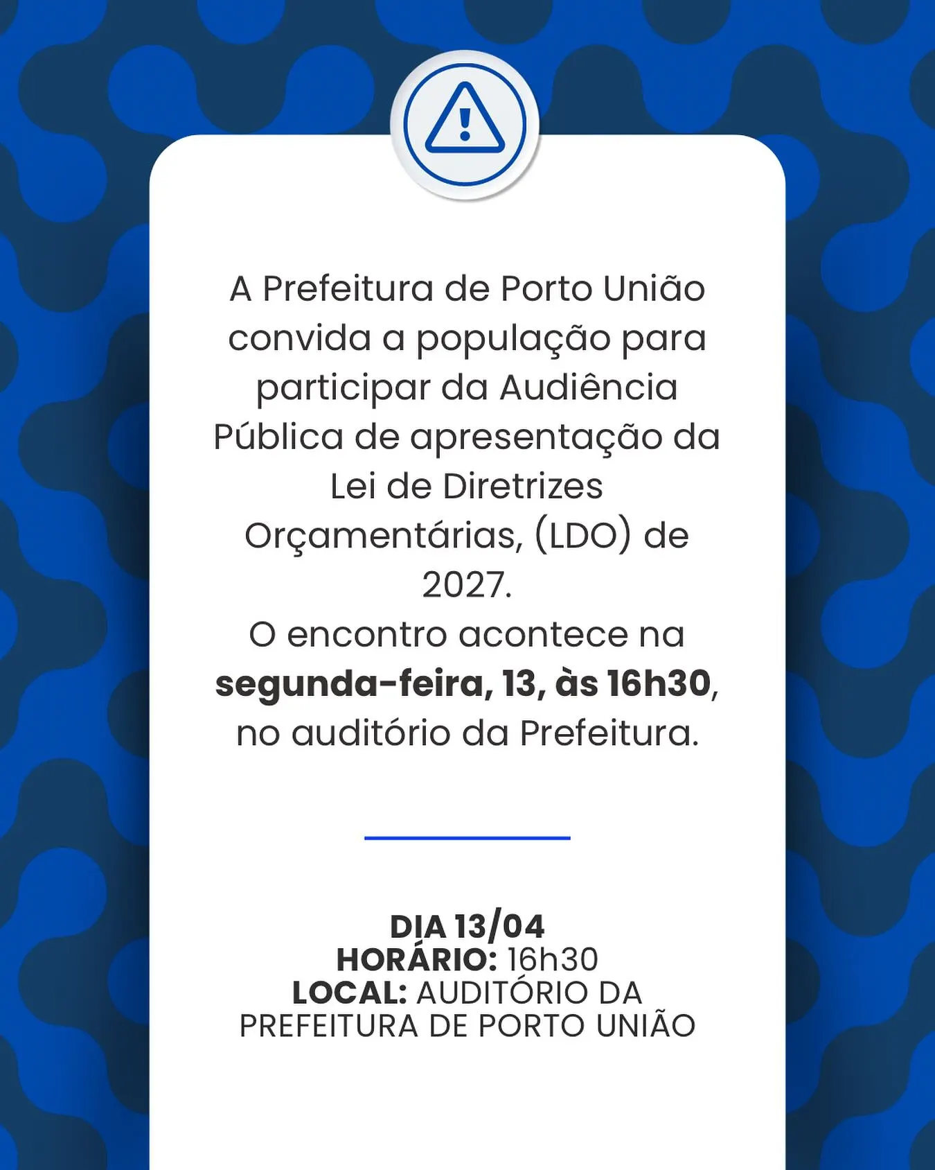 Audiência apresenta planejamento para 2027 em Porto União