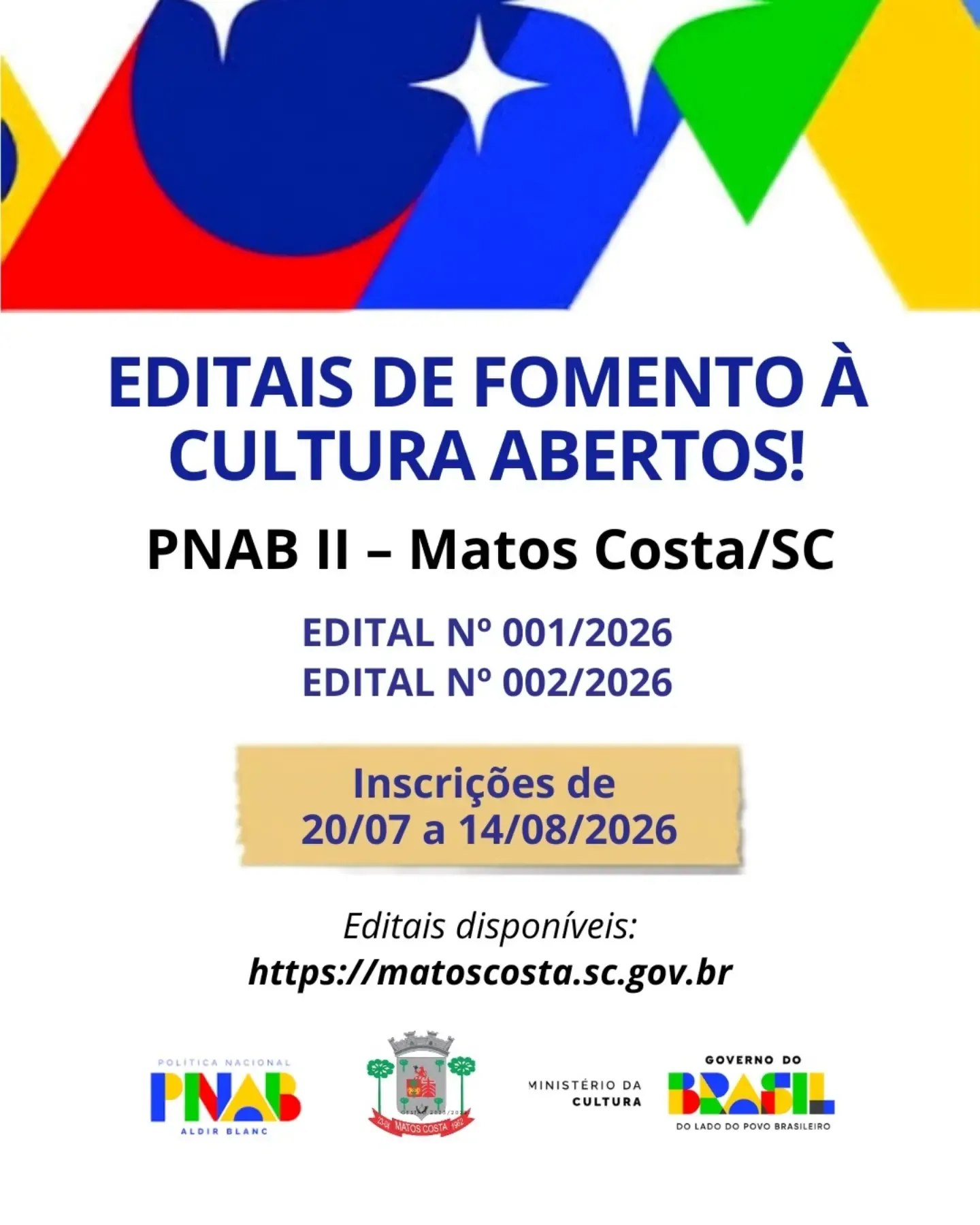 Matos Costa abre inscrições para editais de fomento à cultura