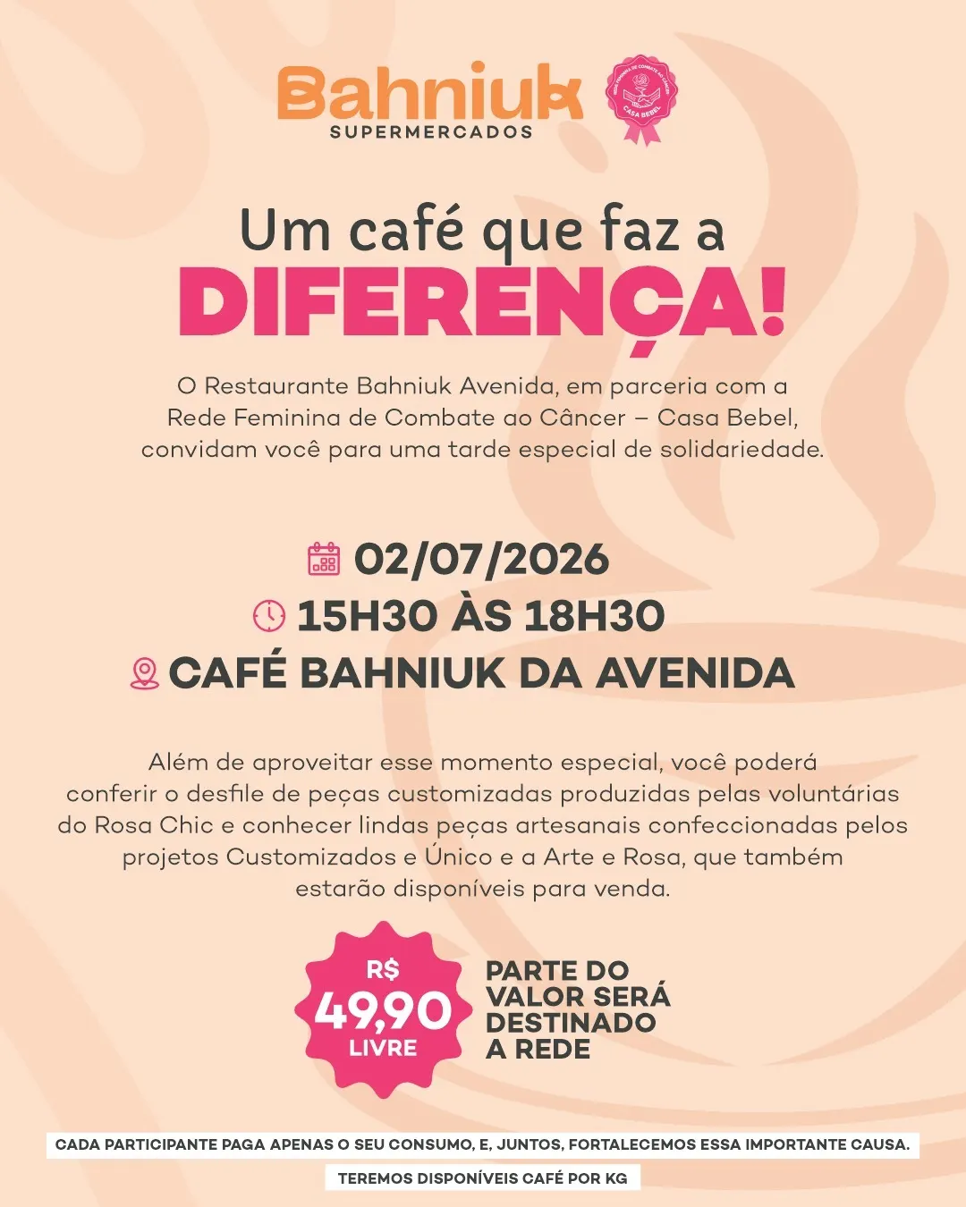  Café solidário em apoio à Rede Feminina de Combate ao Câncer acontece nesta quarta-feira